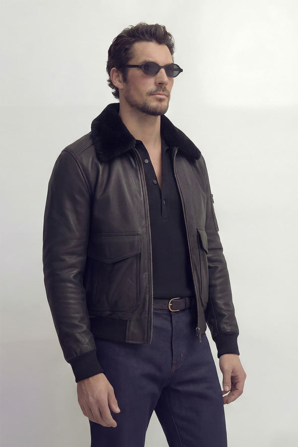 Men's Black Aviator Jacket