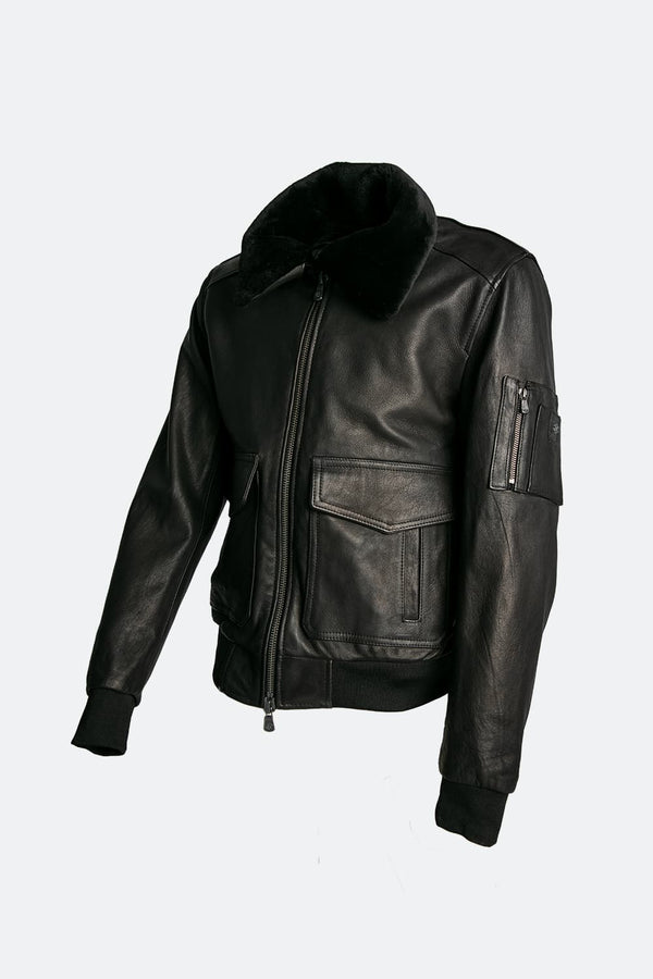 Giacca Aviatore pelle Nero 100% vera pelle Made in Italy - Barone Firenze