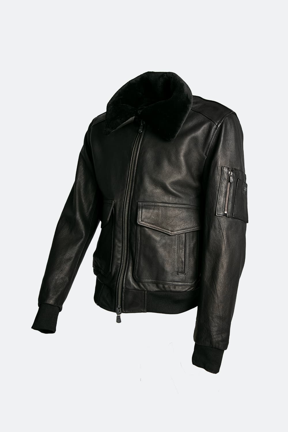 Giacca Aviatore pelle Nero 100% vera pelle Made in Italy - Barone Firenze