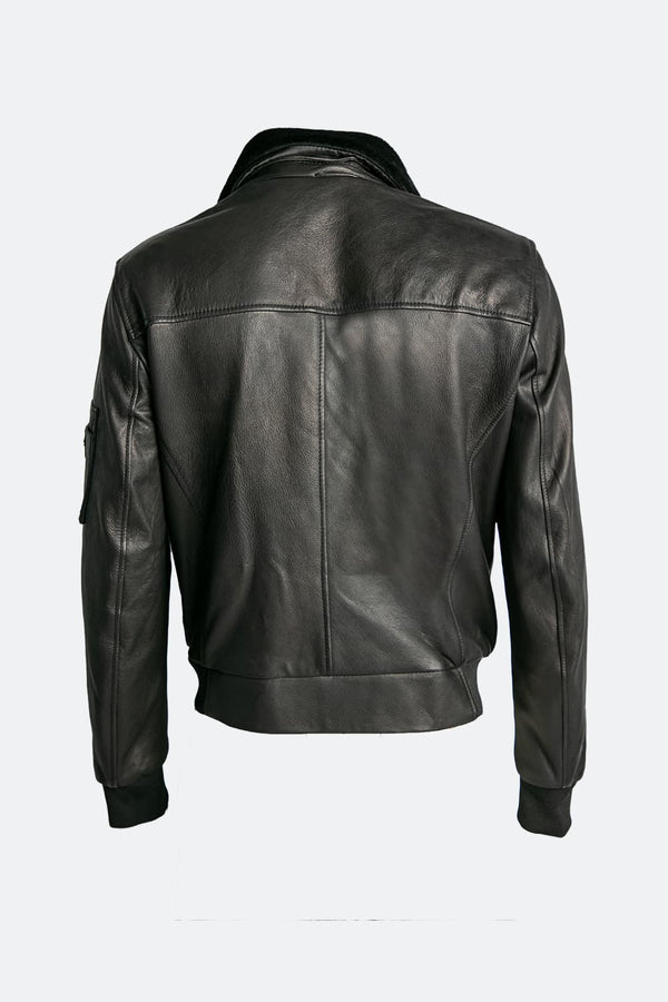 Giacca Aviatore pelle Nero 100% vera pelle Made in Italy - Barone Firenze