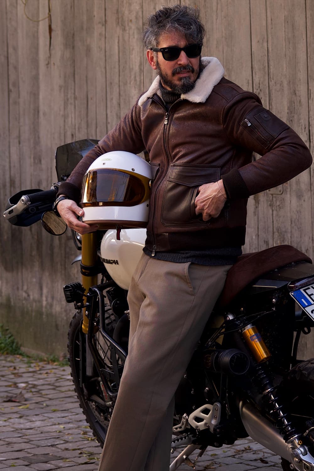Giacca Aviatore Uomo Testa di Moro Shearling Style - Barone Firenze