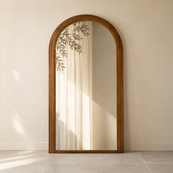 Indore Home – Staande Boogspiegel – Houten Rand – 180 x 100 cm