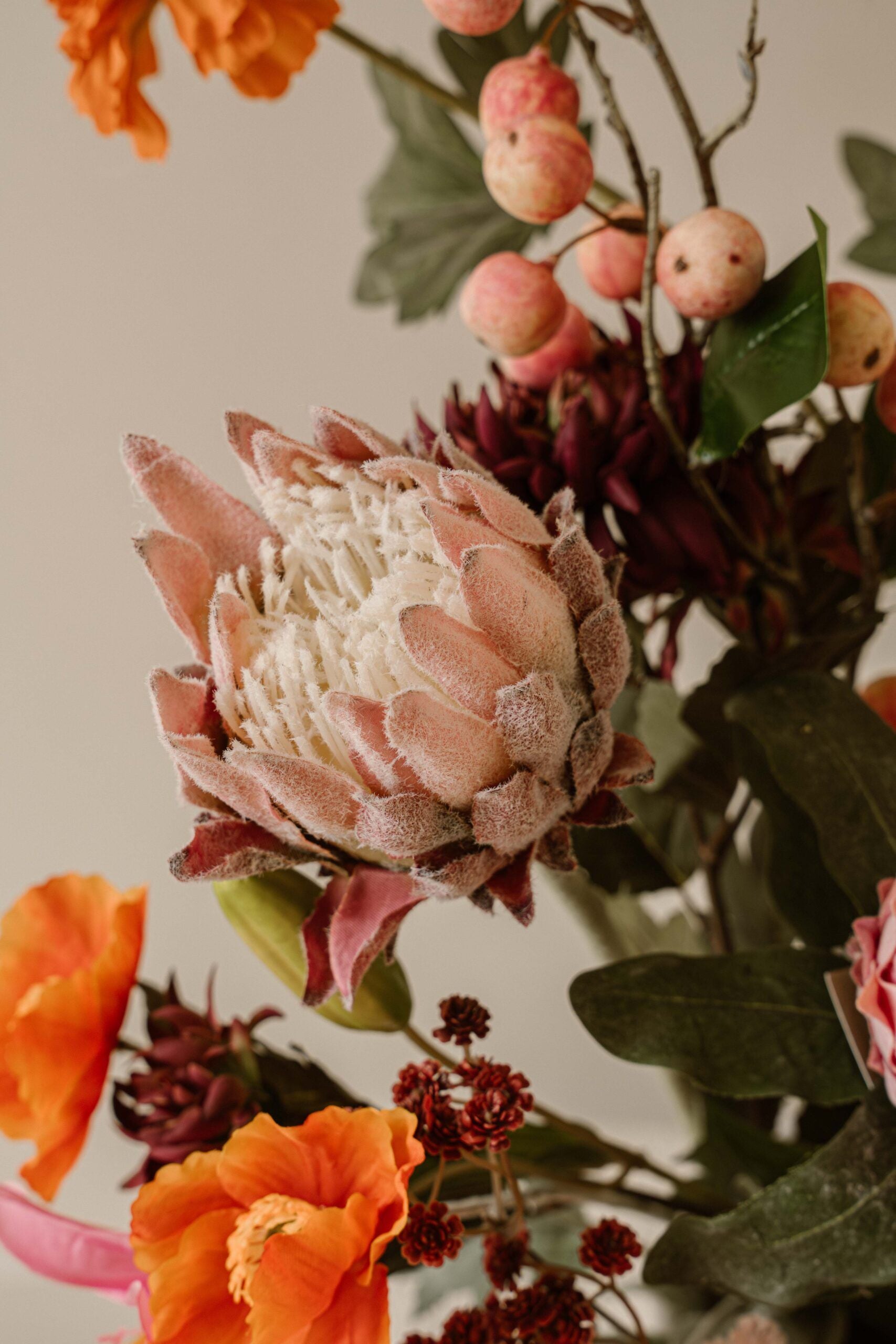 Indore Silva - Protea - Purple - artificial branch - silk