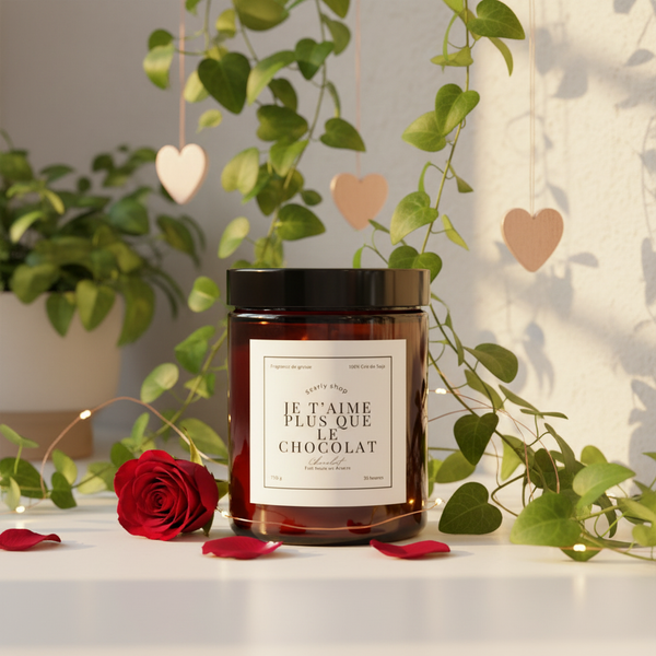 Bougie de Saint-Valentin Édition Limitée 35h - Je t'aime plus que le chocolat - Caramel au beurre salé