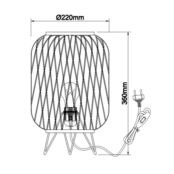 Lampada da Tavolo Naturale Cross Variabile – 1-bulbo – Ø22 o Ø32 cm