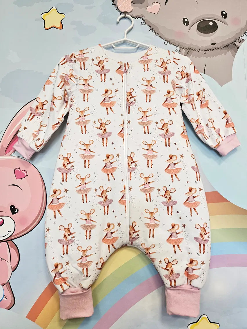 Thick Cotton Sleeping Bag with Legs, Sleeves, and Filling - Mousie Ballerina
