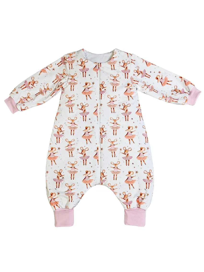 Thick Cotton Sleeping Bag with Legs, Sleeves, and Filling - Mousie Ballerina