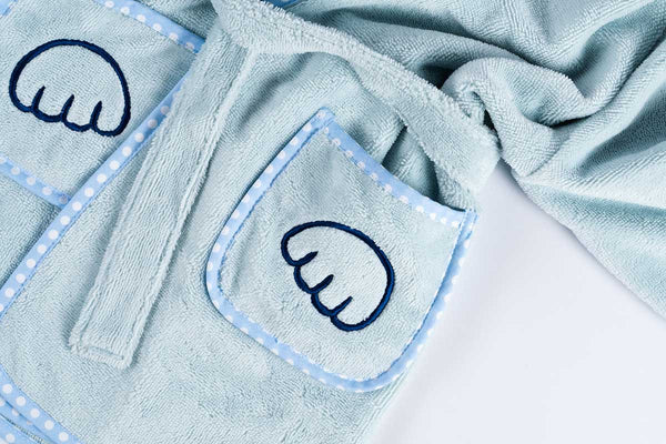 Bamboo Robe - Embroidered - Blue