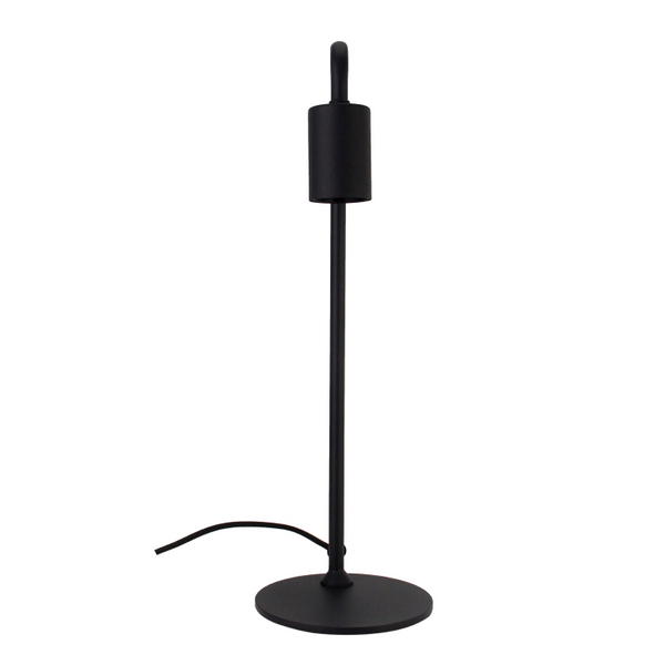 Detailweergave van de zwarte Basic tafellamp. Deze industriële lamp voegt een moderne touch toe aan jouw interieur.