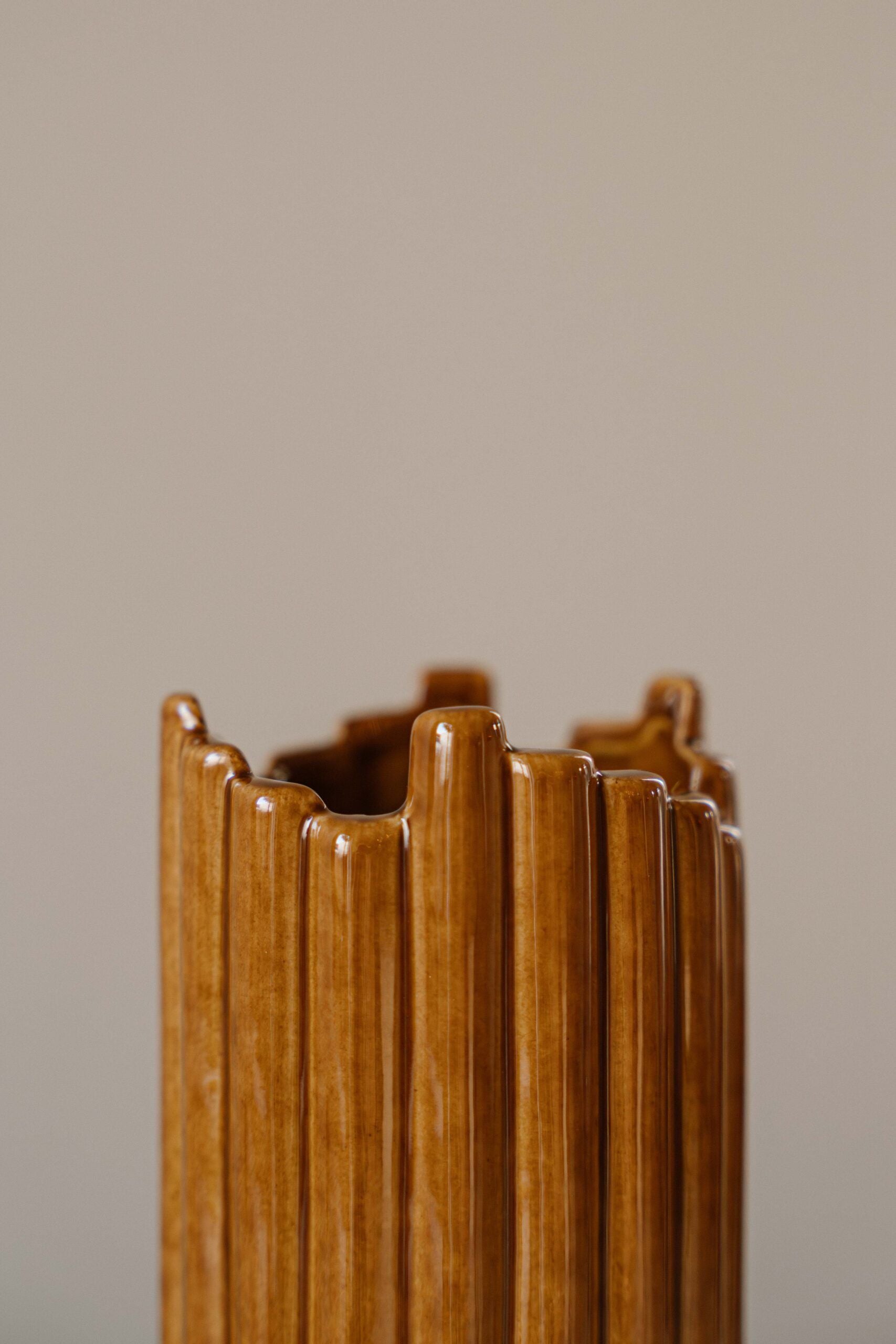 Indore Home - Vase Tubi - L - Designer Vase - Brown