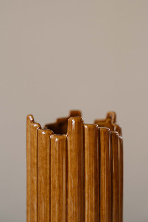 Indore Home - Vase Tubi - L - Designer Vase - Brown