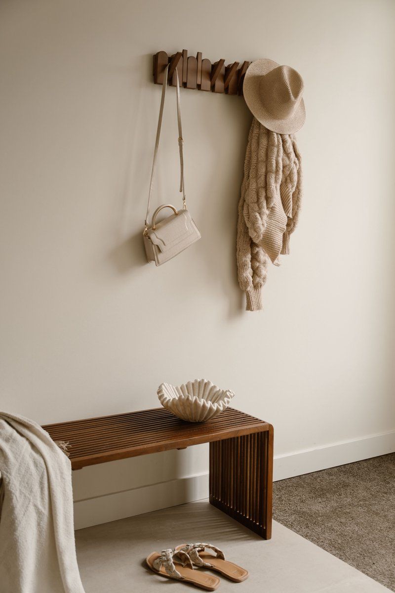 Indore Home - Wall Coat Rack Flip - Arch - Wood - Foldable - 8 Hooks