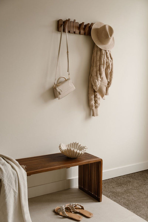 Indore Home - Wall Coat Rack Flip - Arch - Wood - Foldable - 8 Hooks