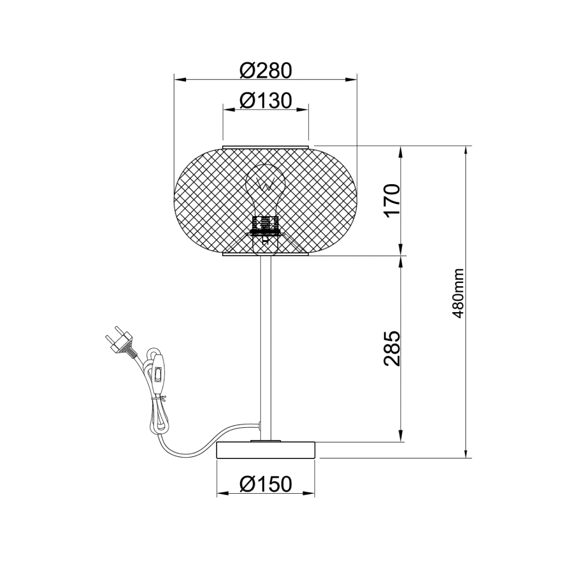 Various Table Lamp Weaving - Diameter 28 cm - Metal/Bamboo - E27 Socket, 1 Flame