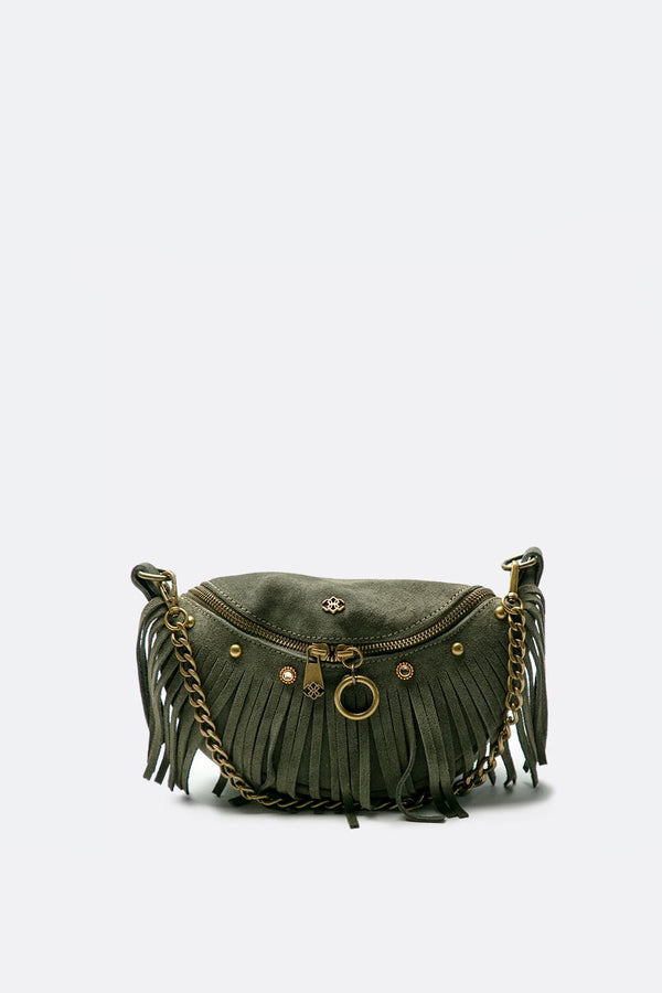 Bea Camoscio Borchie borsa donna 100% vera pelle Made in Italy - Barone Firenze