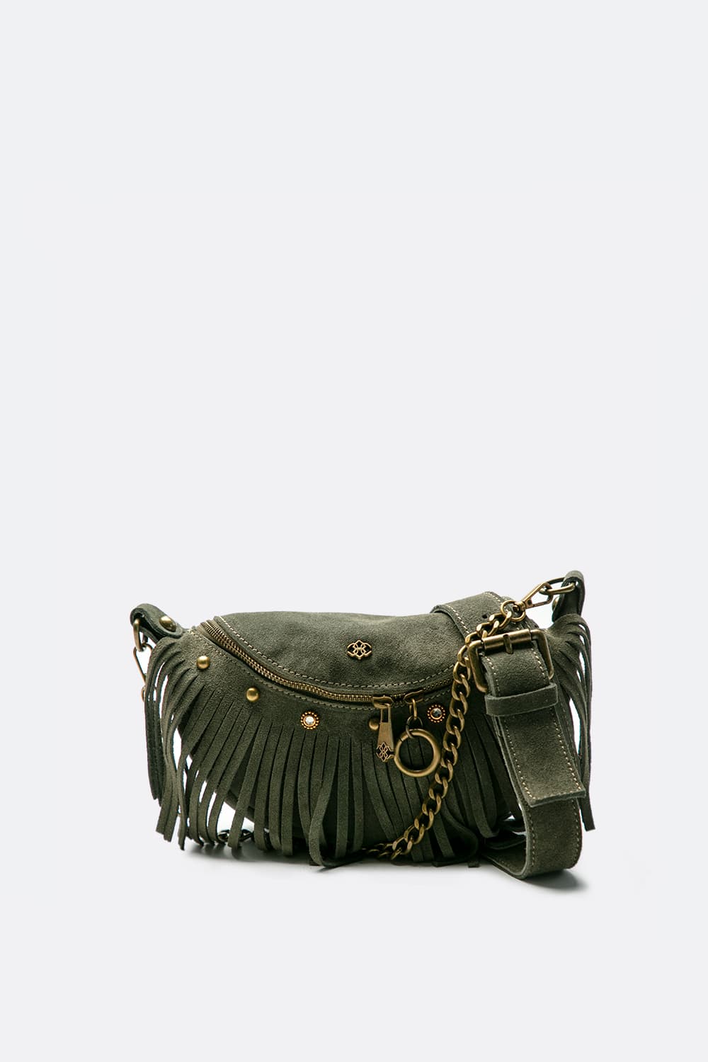Bea Camoscio Borchie borsa donna 100% vera pelle Made in Italy - Barone Firenze