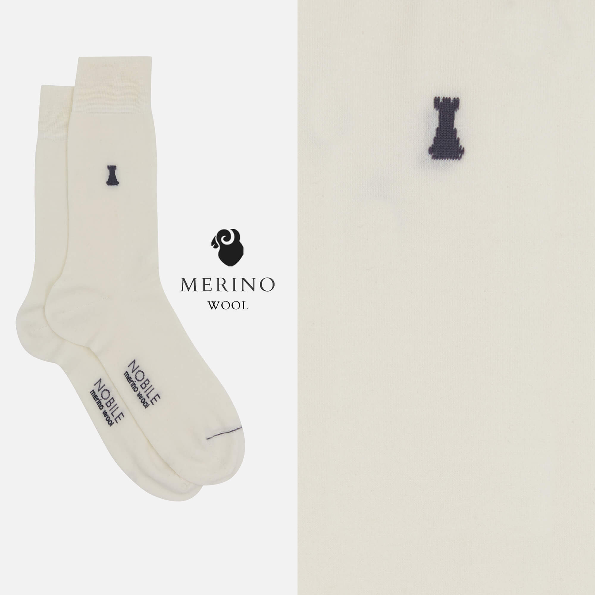 Box of 12 Pairs of Short Merino Wool Socks - Solid Color & Micro Rib