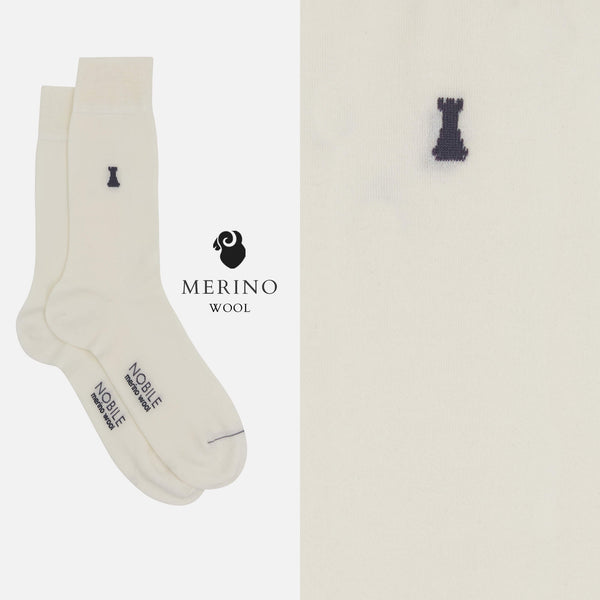 Box of 12 Pairs of Short Merino Wool Socks - Solid Color & Micro Rib