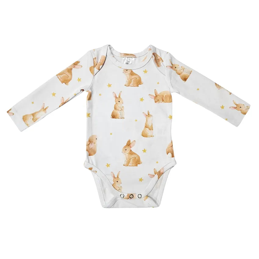 Long Sleeve Bodysuit - Beige Bunnies
