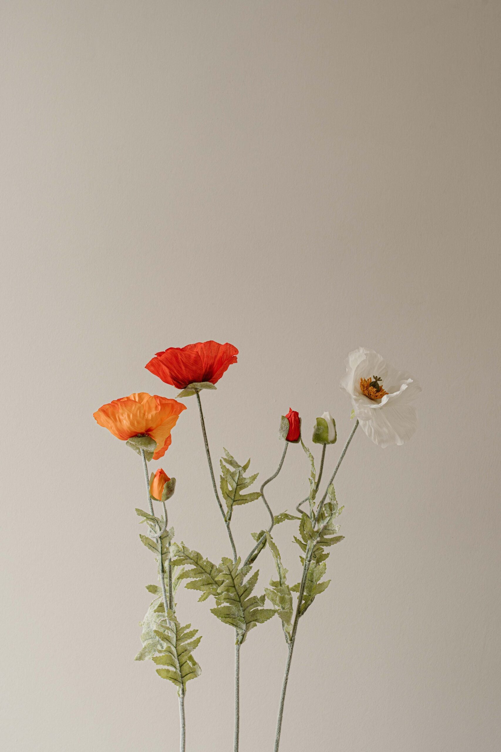 Indore Silva - Papaver - Wit - Kunsttak - Zijde