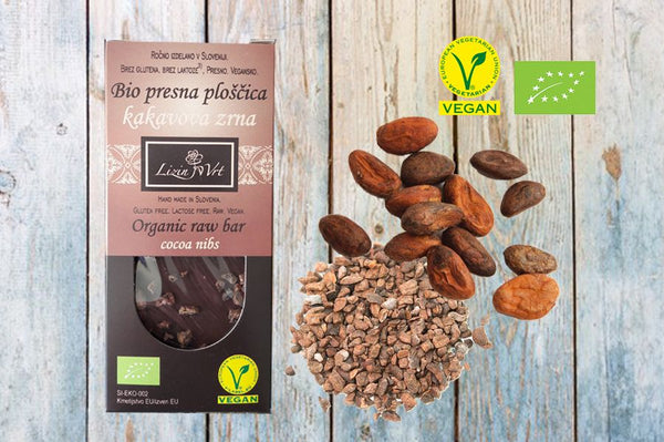 Organic raw bars - cocoa nibs 30g