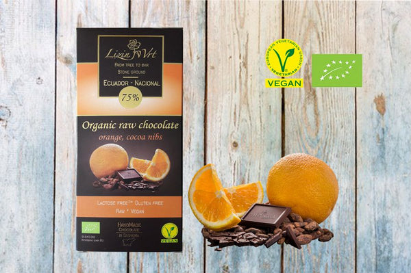 Organic Raw Chocolate - Orange with Cocoa Nibs 50g