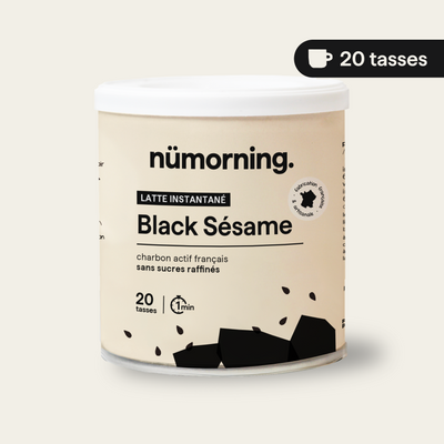 Pot de black sésame en poudre nümorning, en format 20 tasses