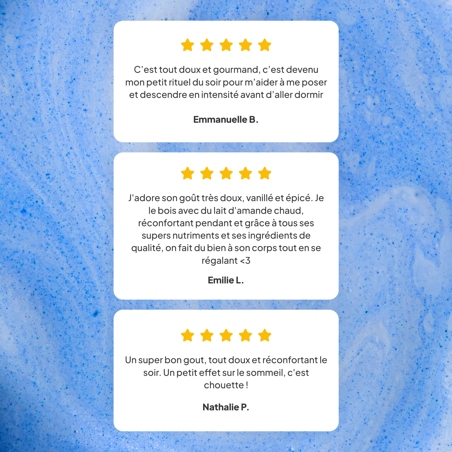 3 avis 5 étoiles sur le moon milk Blue Moon de nümorning