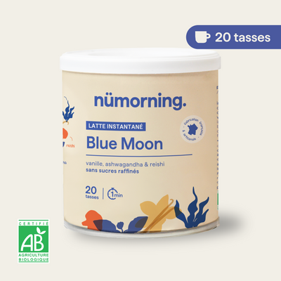 Pot de blue latte bio en poudre Blue Moon nümorning, en format 20 tasses