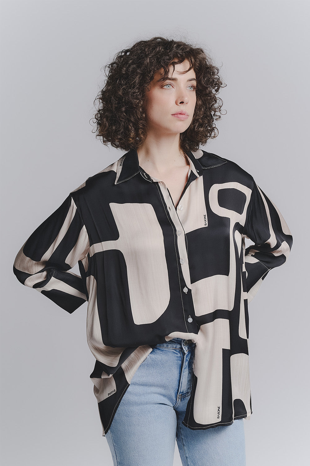 Blusa Bottoncini Nero - Barone Firenze