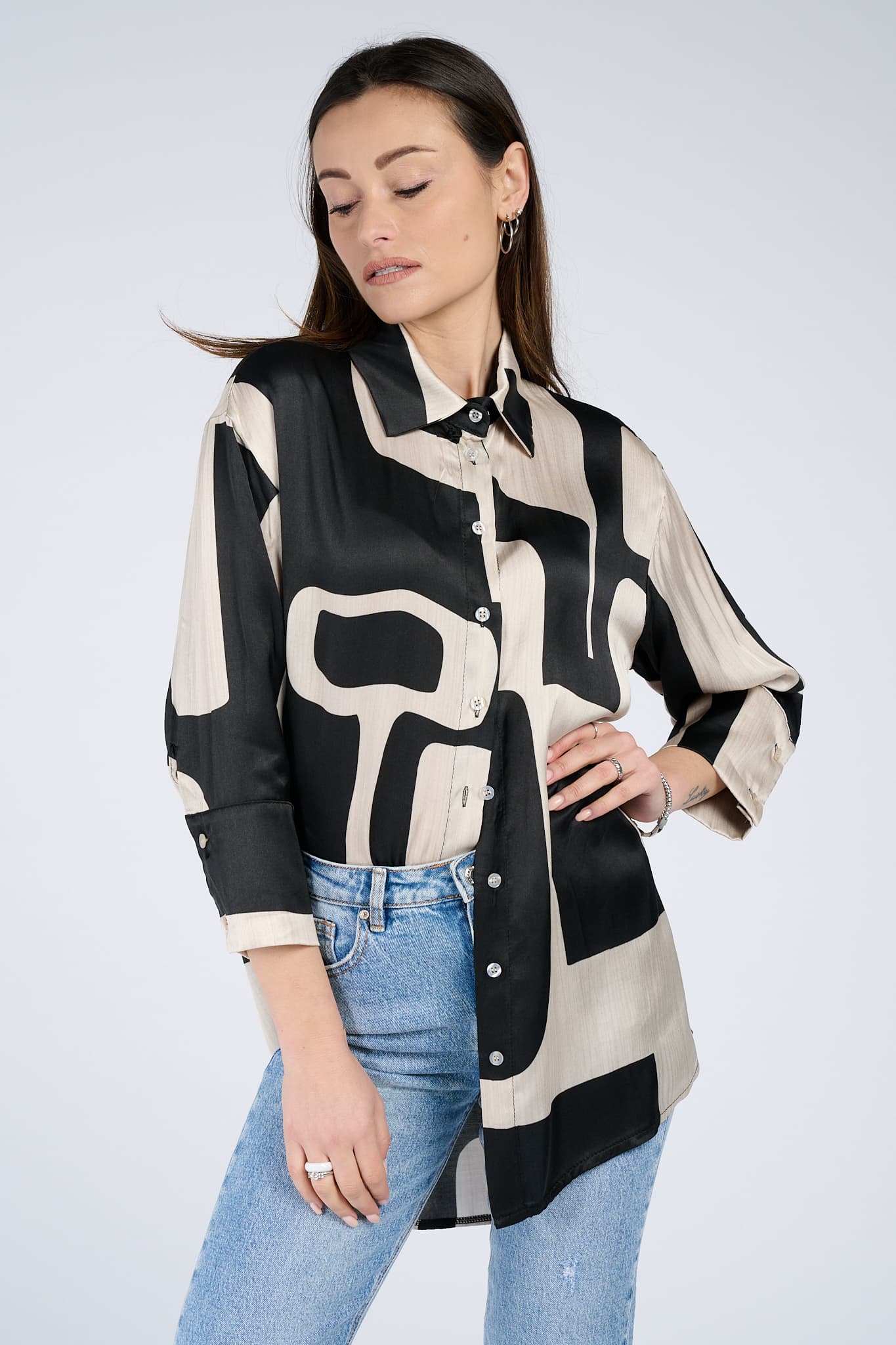 Blusa Bottoncini Nero - Barone Firenze