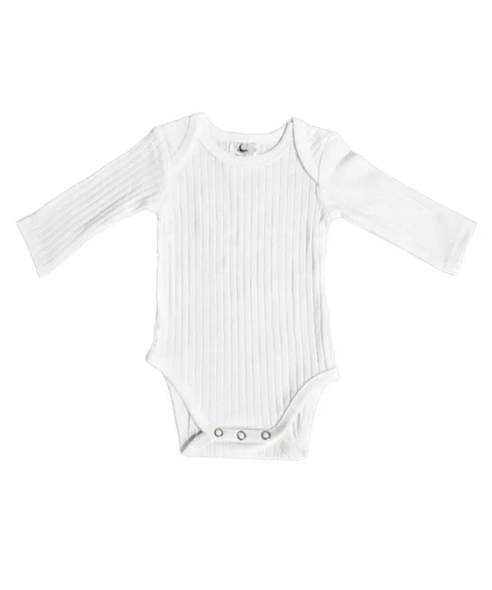 Long Sleeve Bodysuit - White (ribbed)