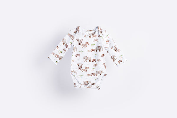 Long Sleeve Bodysuit - Mama and Baby Elephant
