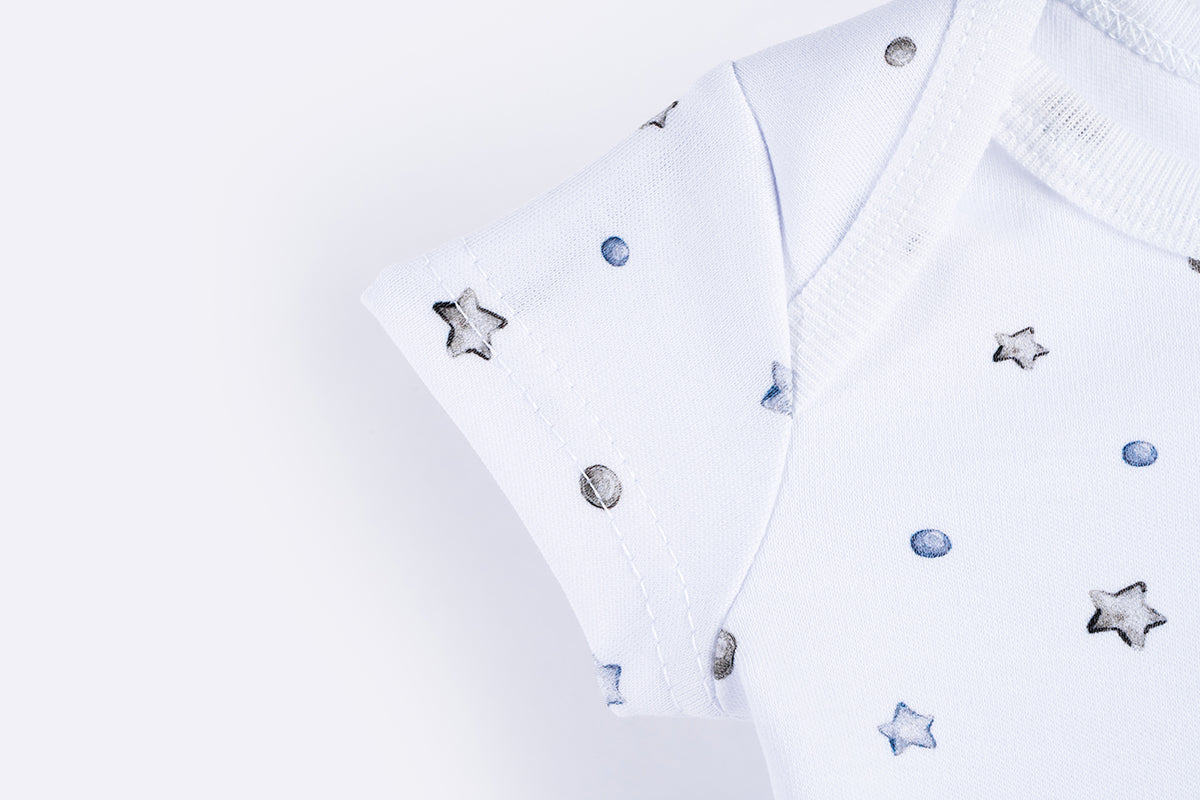 Short Sleeve Bodysuit - Gray Stars