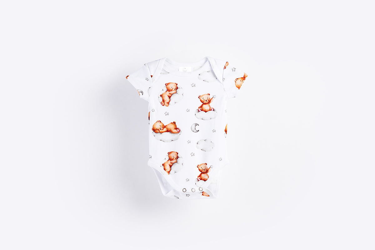 Short Sleeve Bodysuit - Sleepy Bear - Gray