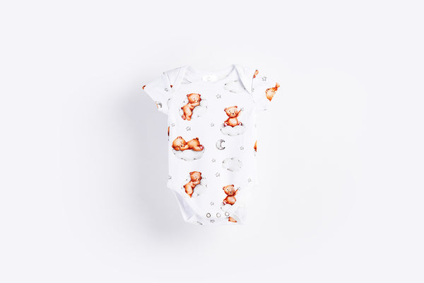 Short Sleeve Bodysuit - Sleepy Bear - Gray