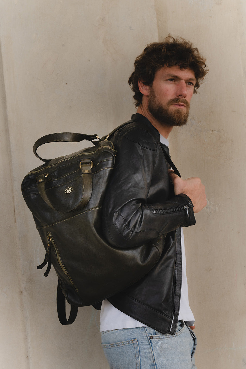 Roby giacca uomo e Zaino Bolgheri 100% vera pelle Made in Italy - Barone Firenze