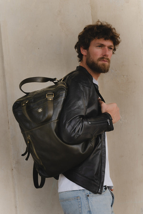 Roby giacca uomo e Zaino Bolgheri 100% vera pelle Made in Italy - Barone Firenze