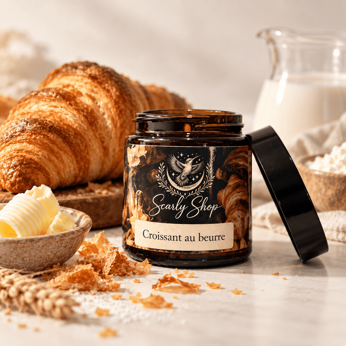 Bougie Artisanale Croissant au Beurre | Cire de Coco & Olive | Scarly Shop - Scarly Shop