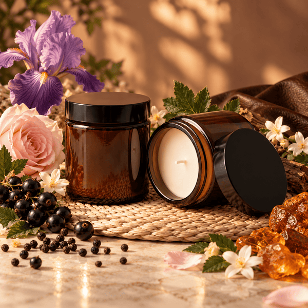 Bougie Artisanale Nuances de Noir | Cuir & Ambre | Scarly Shop - Scarly Shop