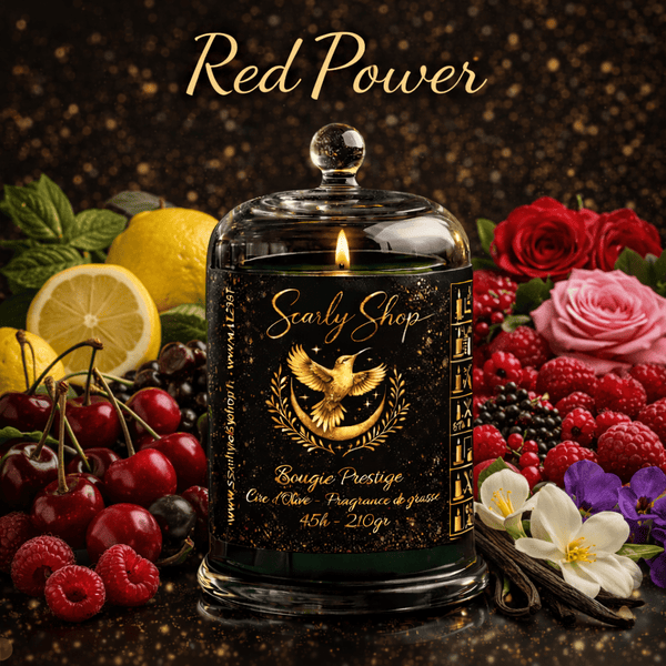 Bougie Prestige - Red Power - 45h - Cire D'olive - Scarly Shop