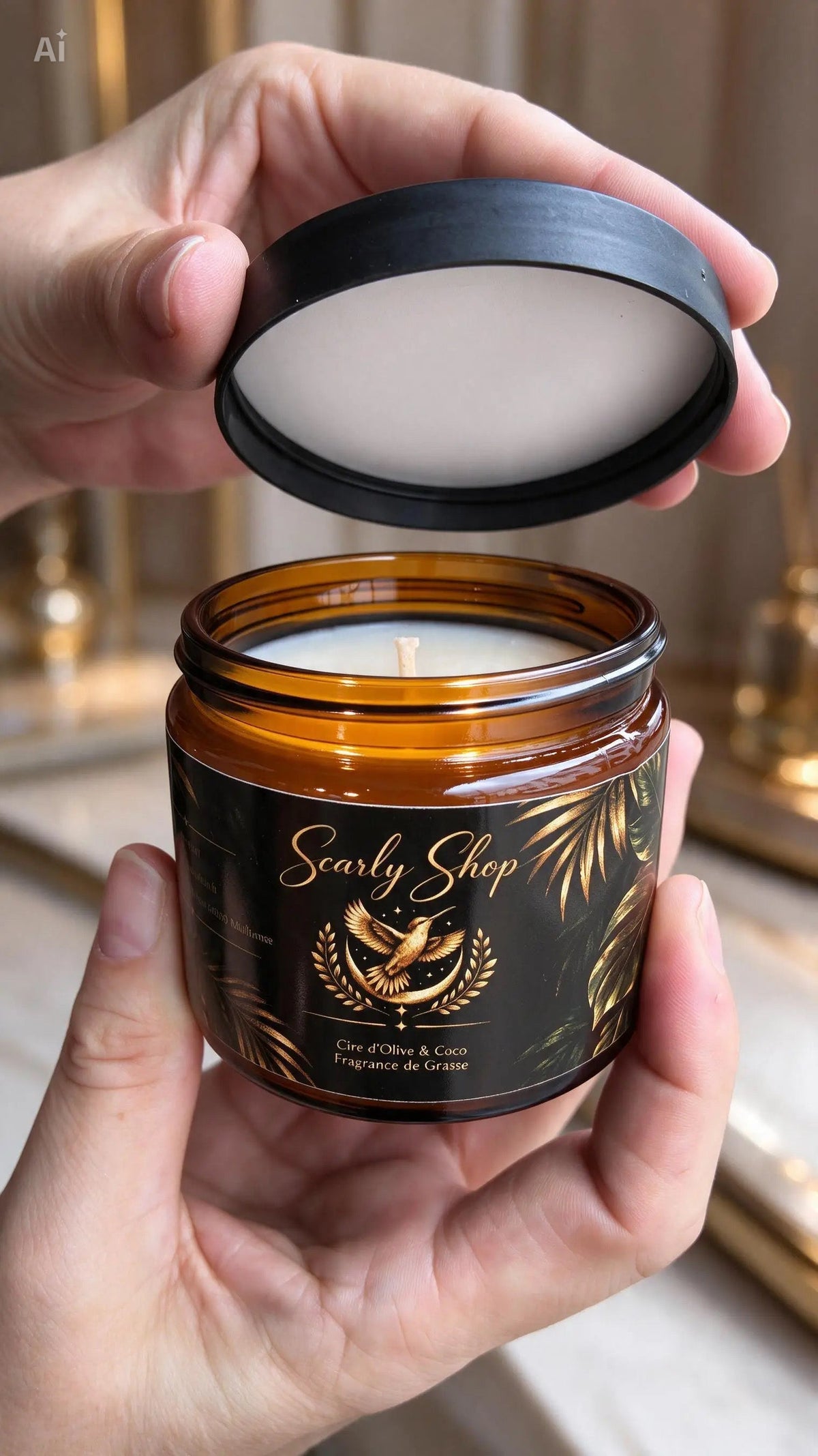 Bougie Scarly nouvelle formule - Artisanale | Cire Coco & Olive | Scarly Shop - Scarly Shop