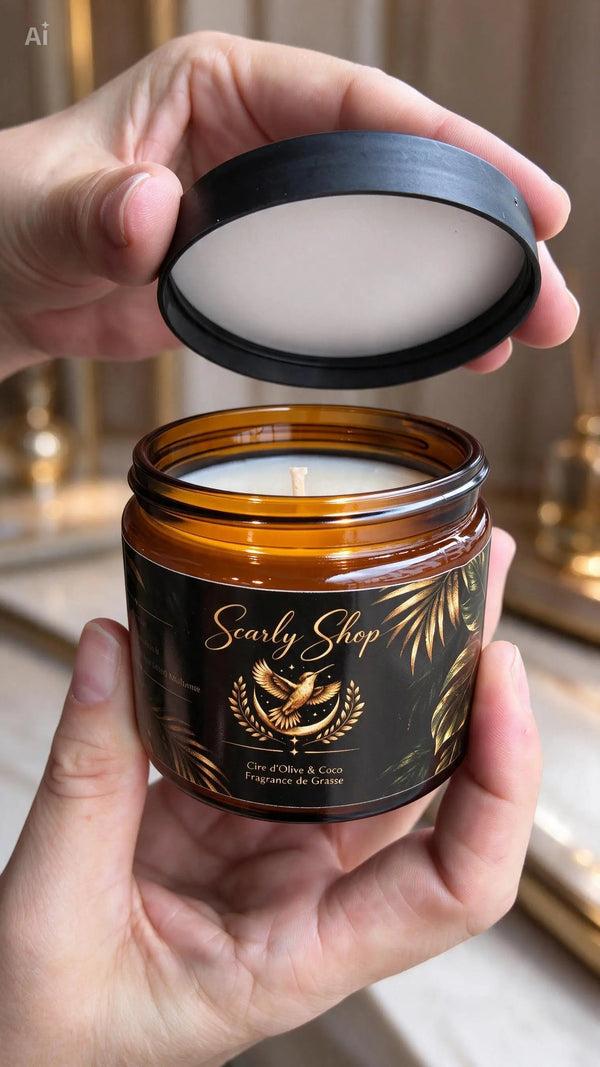 Bougie Scarly nouvelle formule - Artisanale | Cire Coco & Olive | Scarly Shop - Scarly Shop