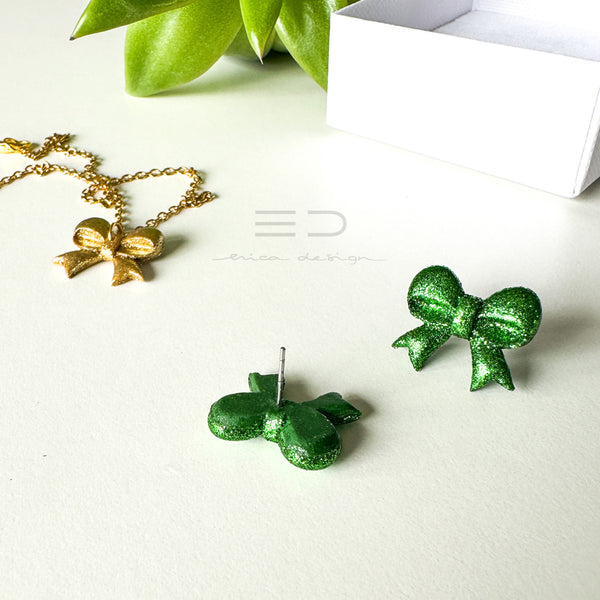 bow | green glitter