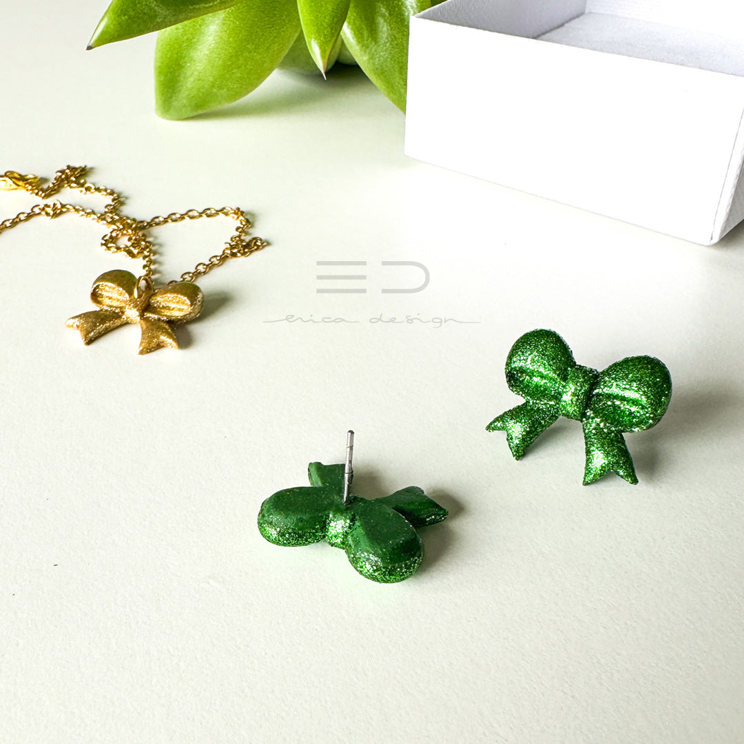 bow | green glitter