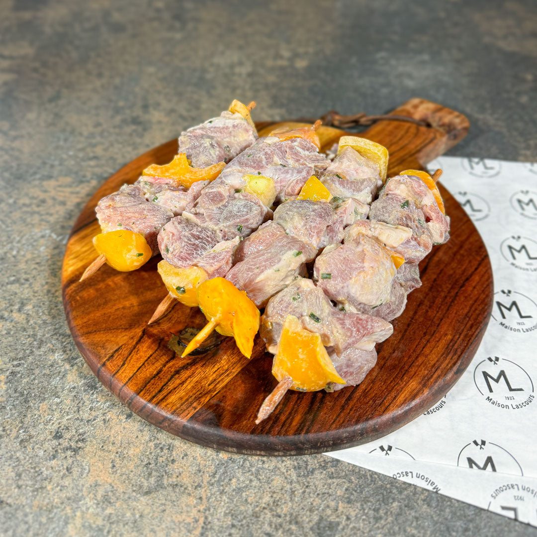 Veal Skewers with Girolle Cream