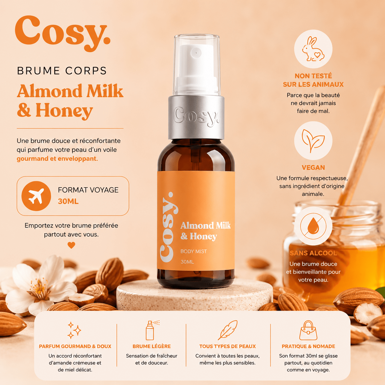 Brume Voyage - Almond milk et honey - Scarly Shop