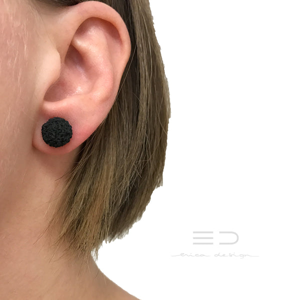 gift set | HEART | stud earrings + tray | black