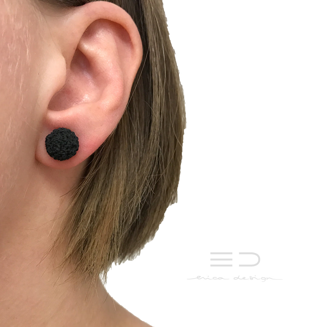 gift set | HEART | stud earrings + tray | black