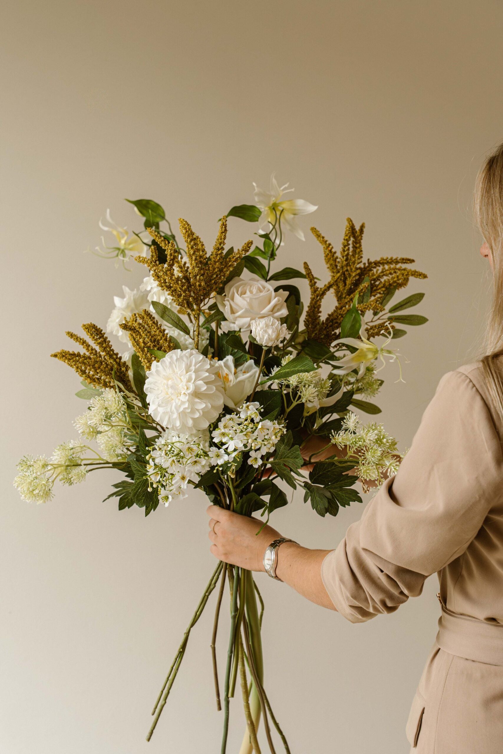Silk Bouquet White-Yellow